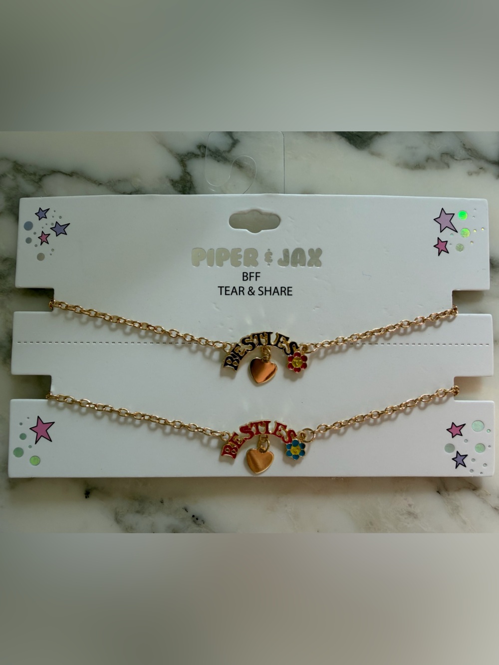 NWT Piper & Jax BFF Besties Tear & Share Friendship Necklaces Set of 2
